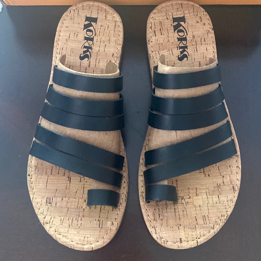 NWB Korks Shay Sandal in Black size 8